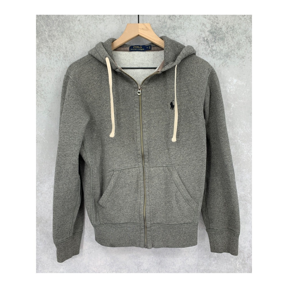 Polo Ralph Lauren Sweater Mens Small Gray Zip Waffle Lined Hoodie Preppy Flaw